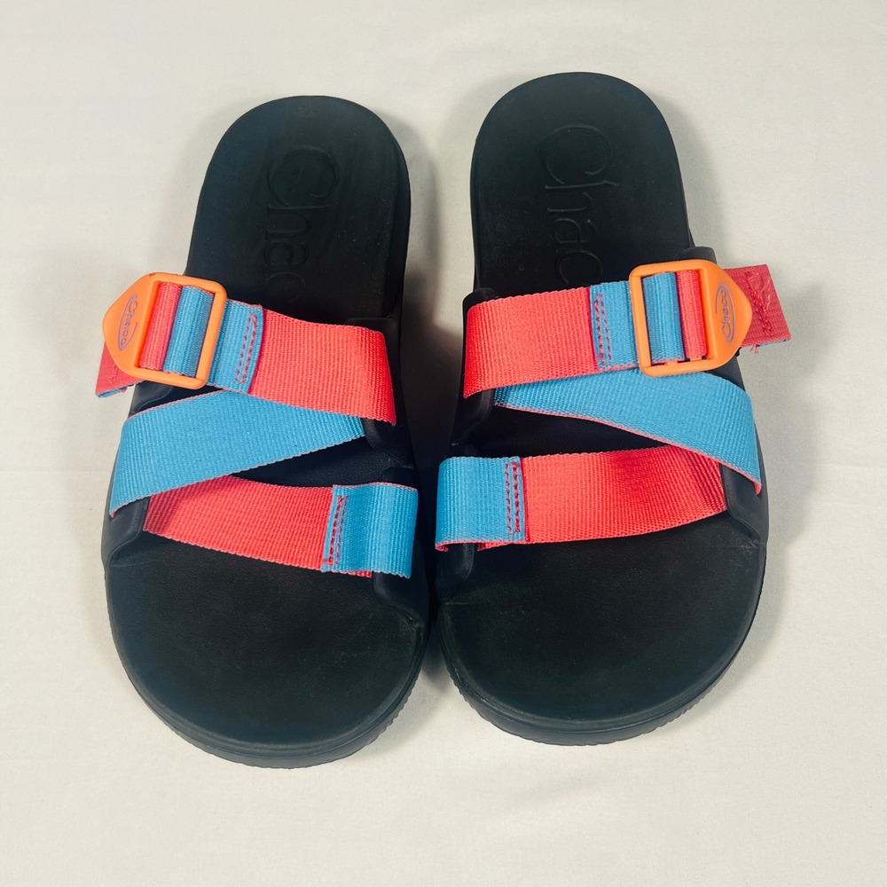 Chaco Chillos Slide Sandals Womens 6 Coral Blue Adjustable Straps J106722